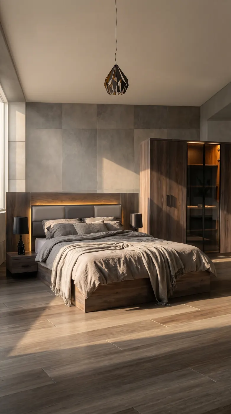 Citifurniture bedroom set with wardrobe and pendant light — furniture photography Lebanon