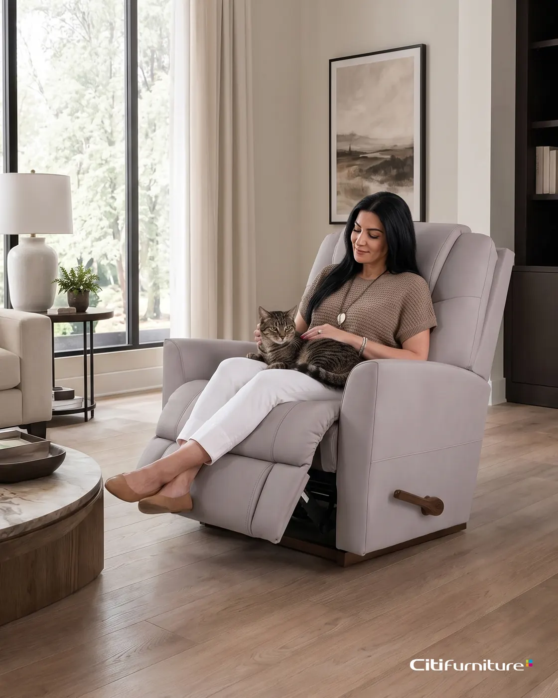 La-Z-Boy recliner from Citifurniture, the La-Z-Boy distributor in Lebanon — living room scene with a cat