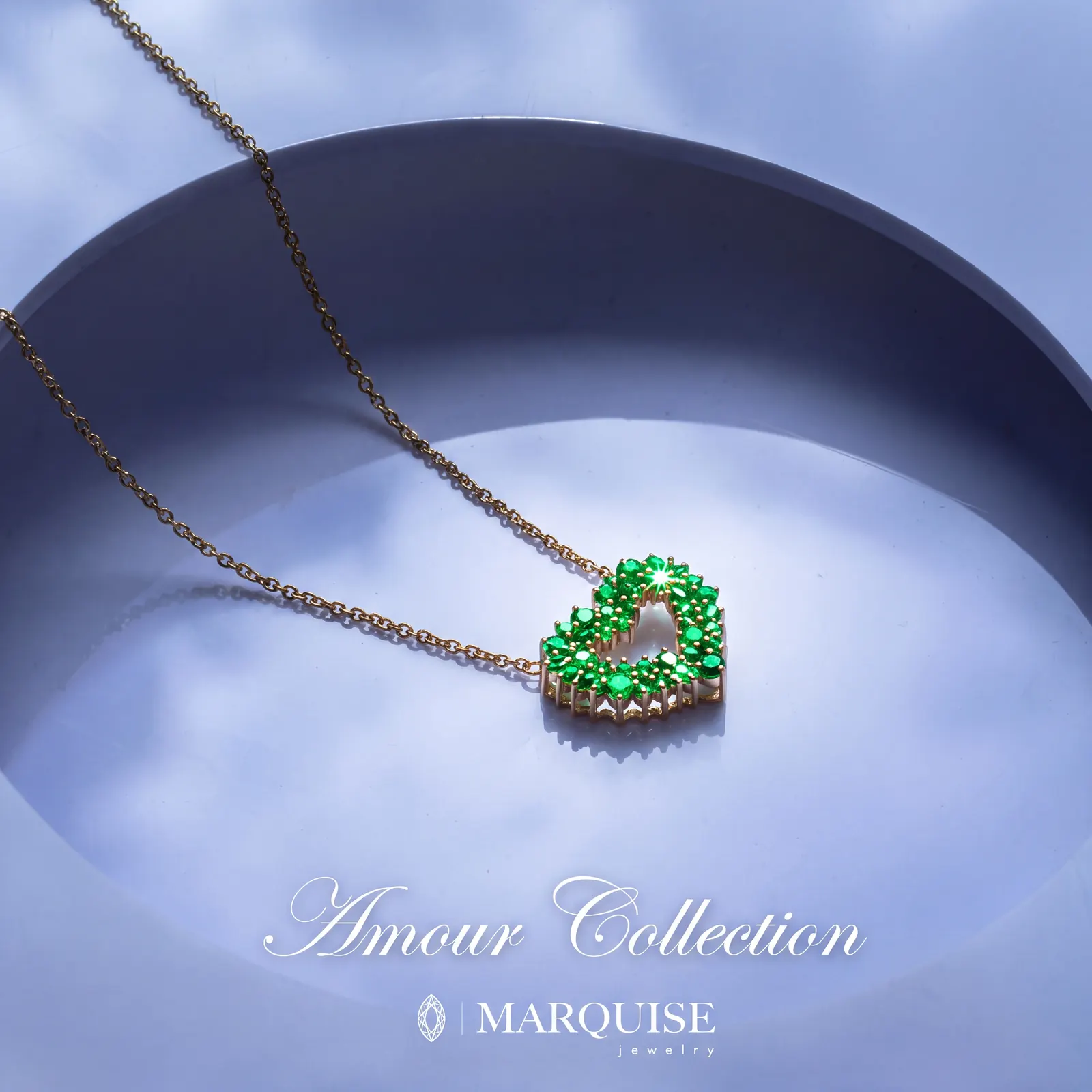 Amour Collection emerald heart pendant — social media marketing for jewelry in Lebanon